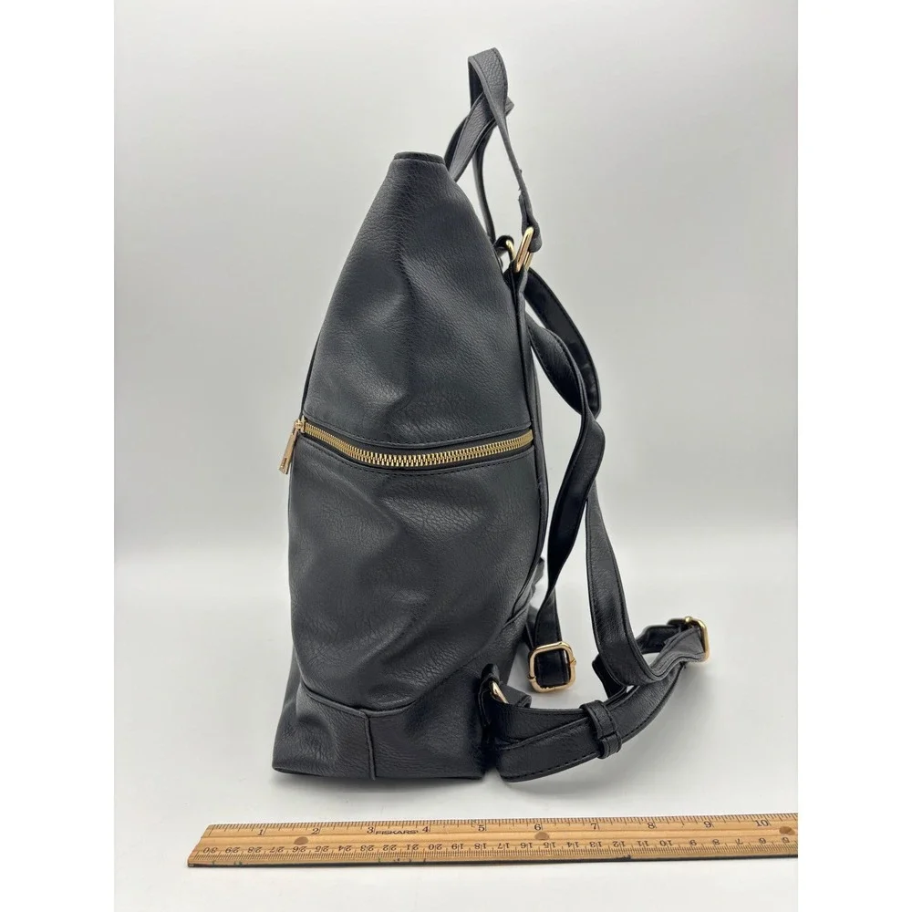 EMPERIA LOS ANGELES Black Vegan Leather Handbag NEW Bag Backpack Satchel Large